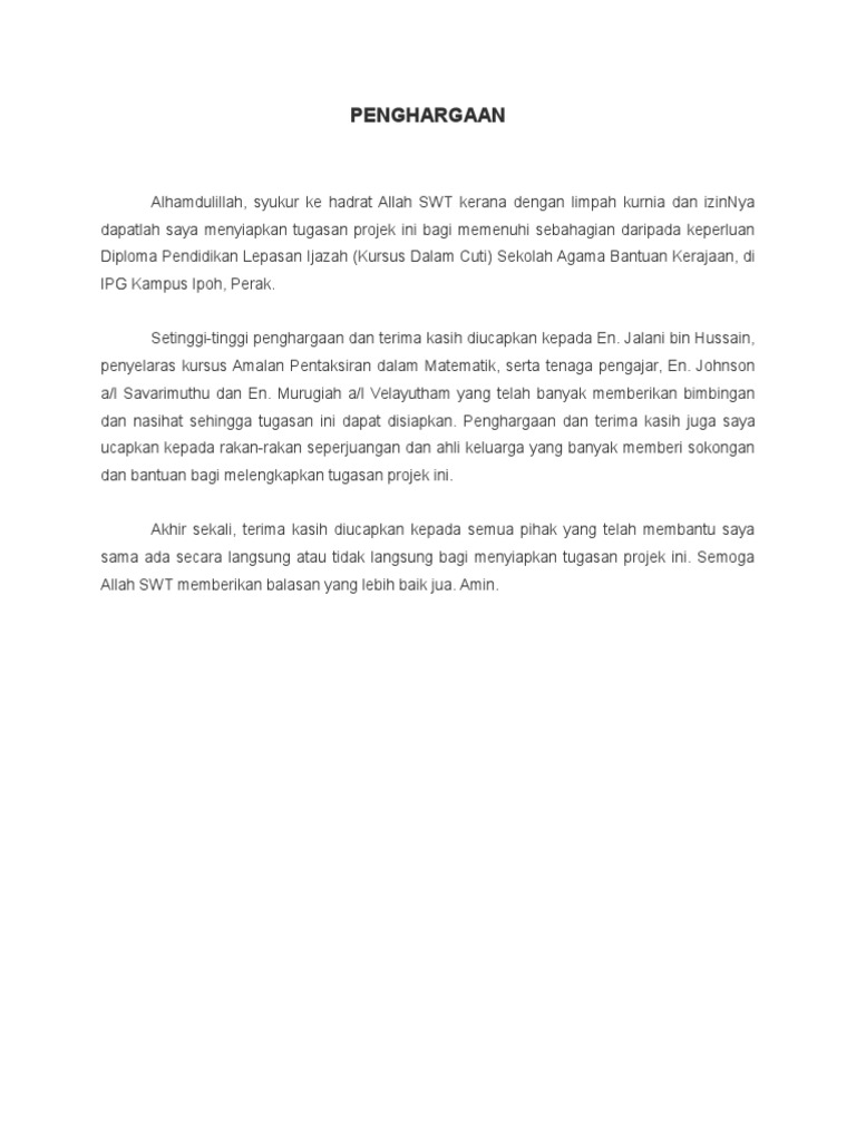Contoh Ayat Penghargaan Pdf
