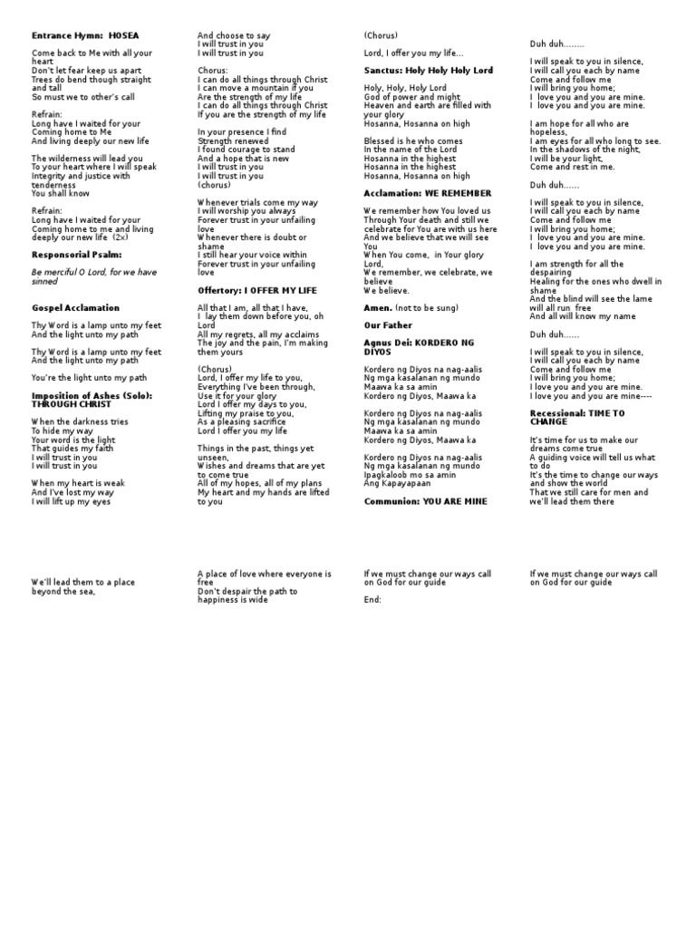 Clark Trending Ash Wednesday Mass Songs