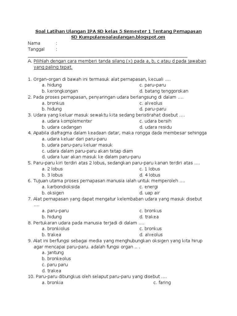 Contoh Soal C1 Sampai C6 Ipa Sd Kelas 5 - Contoh Soal Terbaru