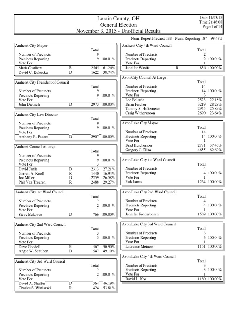 Lorain County Election Results PDF Local Government Government