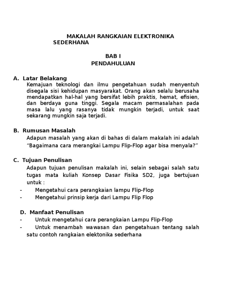 Makalah Rangkaian Elektronika Sederhana Makalah Rangkaian Elektronika Sederhana