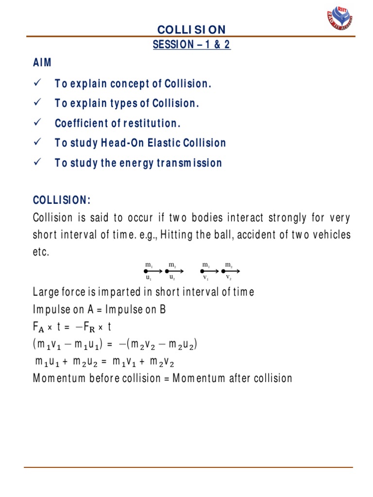 Collision Pdf Collision Momentum