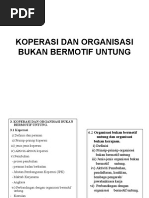 Koperasi Dan Organisasi Bukan Bermotif Untung Pdf