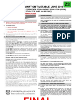 Final: Igcse & Gce Examination Timetable, June 2010