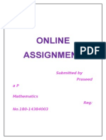 Online Assignment: Submitted by Praseed Ap Mathematics Reg: No.180-14384003