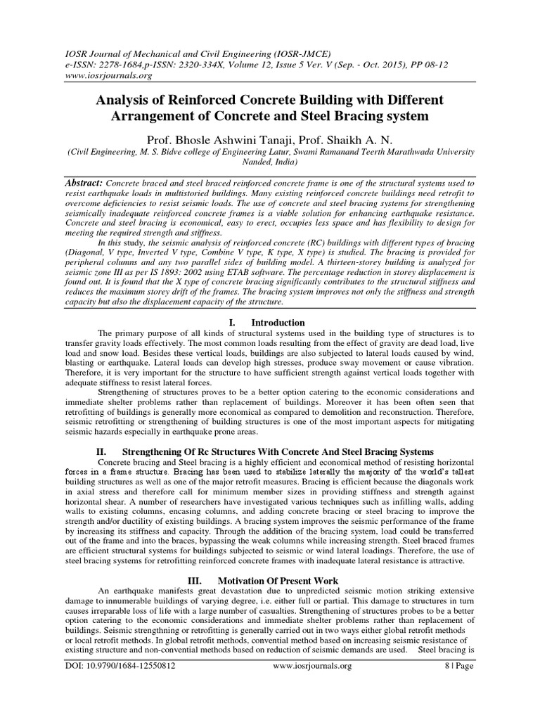 Seismic Analysis of Braced RC Buildings | PDF | Strength Of Materials ...
