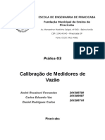 Relatório 3 - Calibração de Medidores de Vazão