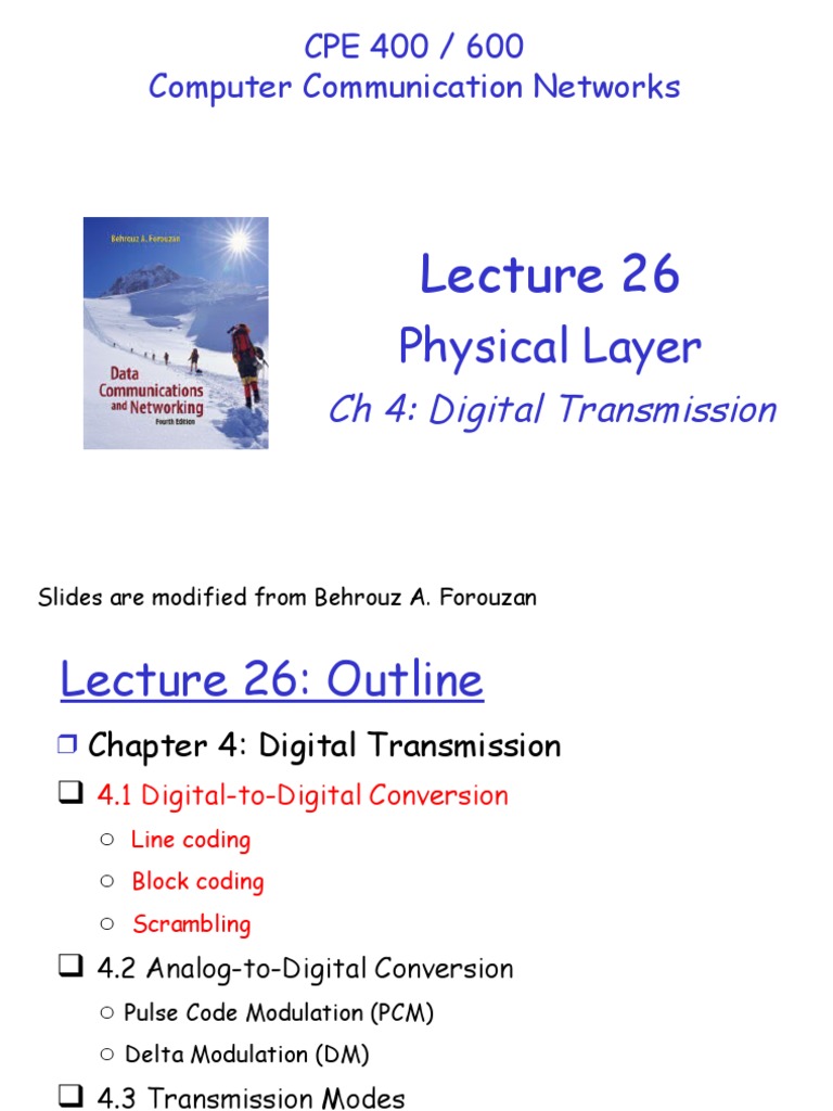 Physical Layer: CH 4: Digital Transmission | PDF | Sampling (Signal ...