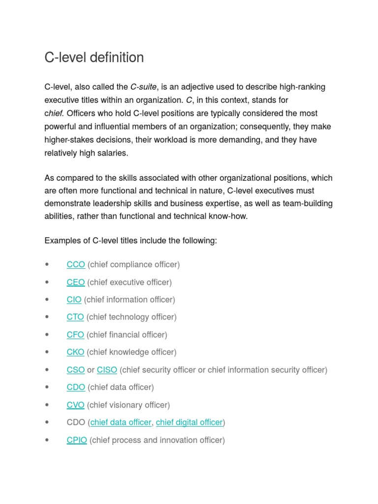 What is Clevel_ Definition From WhatIs Chief Information Officer