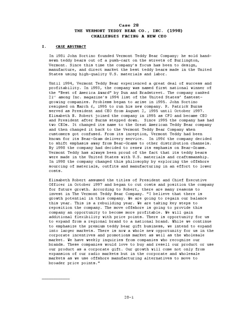 Vermont teddy bear case study picture