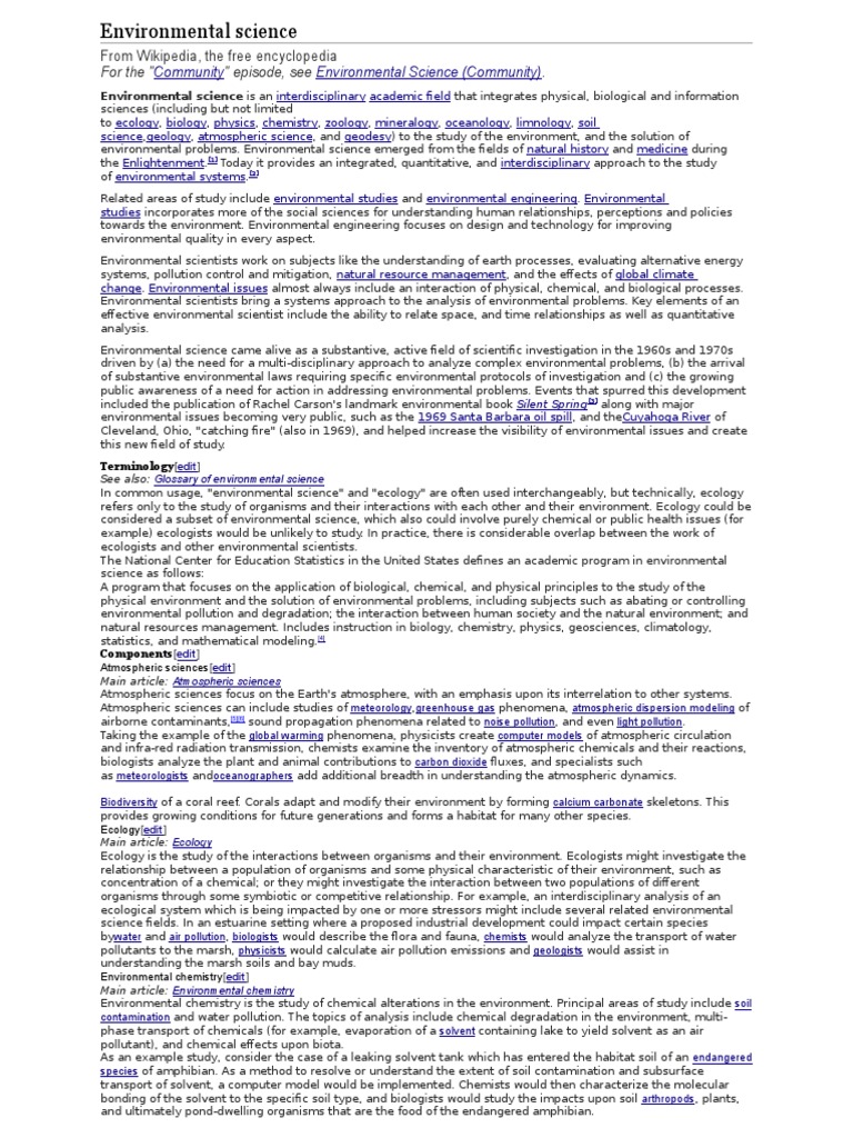 Community Environmental Science (Community) : For The 