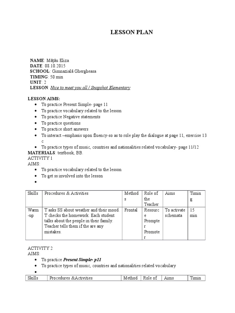 Lesson Plan | PDF | Foreign Language Studies