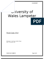 University of Wales Lampeter: Word Count: 3514