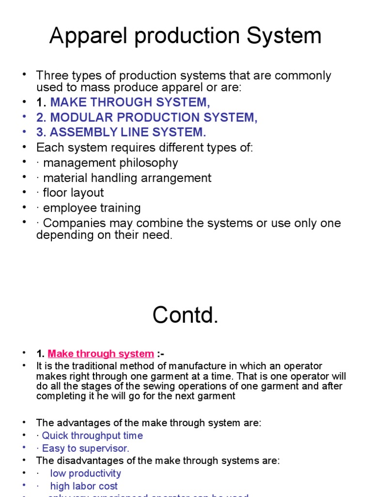 Apparel Production system Operations Management Clothing