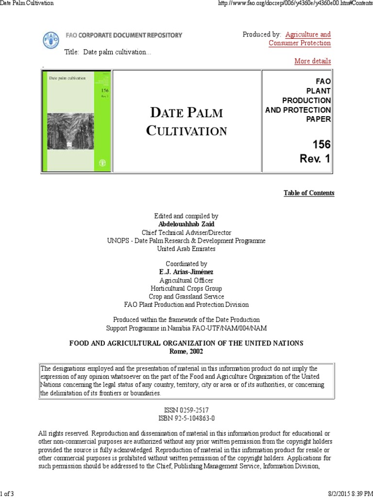 Date Palm Cultivation | PDF | Horticulture | Food And Agriculture ...