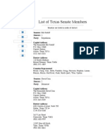 List of Texas Senate Members: Senator: Bill Ratliff District: 1 Party: Capitol Address