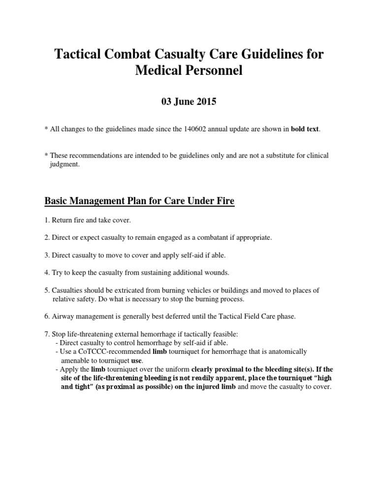 Tccc Guidelines for Medical Personnel 150603 Major Trauma Burn