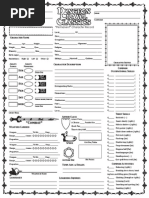 DCC RPG Character Sheet (2 Pages)