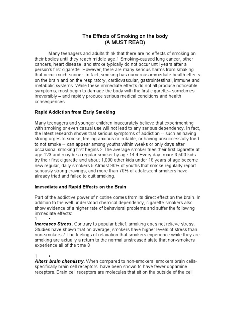 The Effects of Smoking On The Body | PDF