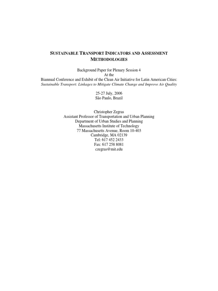 Sustainable Transport Assessment Methods | PDF | Sustainable Transport ...
