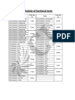 Schedule of Non CAT Sectional Tests