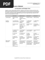 University of Phoenix Material: Learning Styles and Strategies Chart