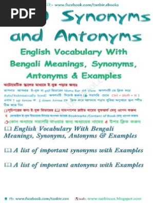 1000 Synonyms Antonyms With Bengali Meanings
