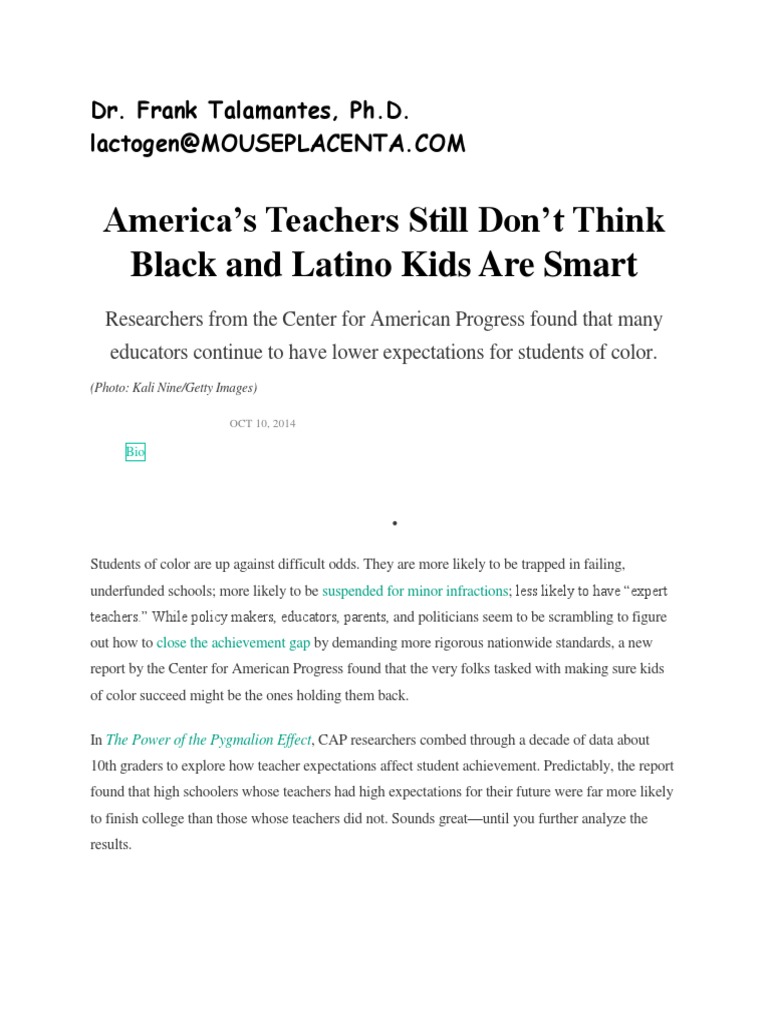 Teachers Lower Expectations For Black >> Dr Frank Talamantes Ph D Americas Teachers Still Dont Think Teachers Lower Expectations For Black >> Dr Frank Talamantes Ph D Americas Teachers Still Dont Think