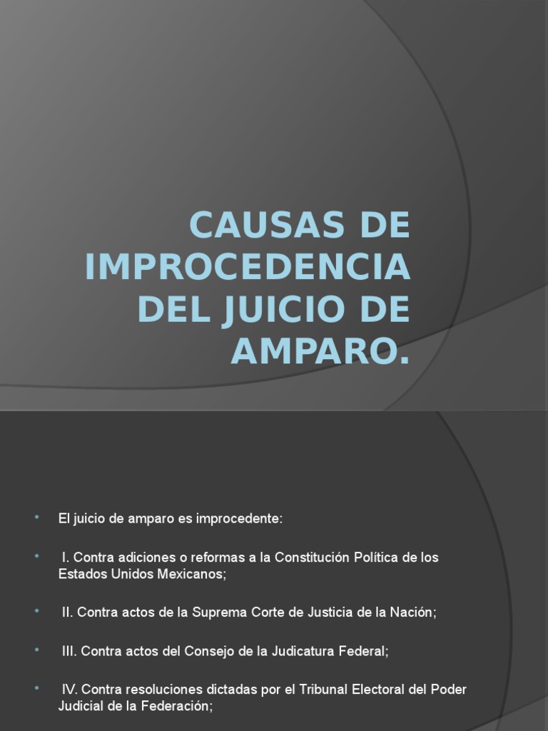 Causas de Improcedencia Del Juicio de Amparo (1) Ley