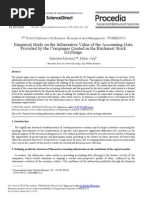 Empirical Study On The Informative Value of The Accounting Data Provided by The Companies Quoted in The Bucharest Stock Exchange