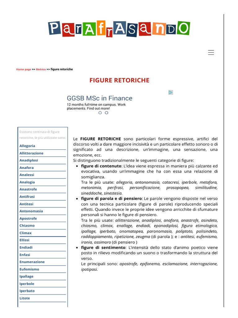 Esercizi Figure Retoriche Con Soluzioni Pdf