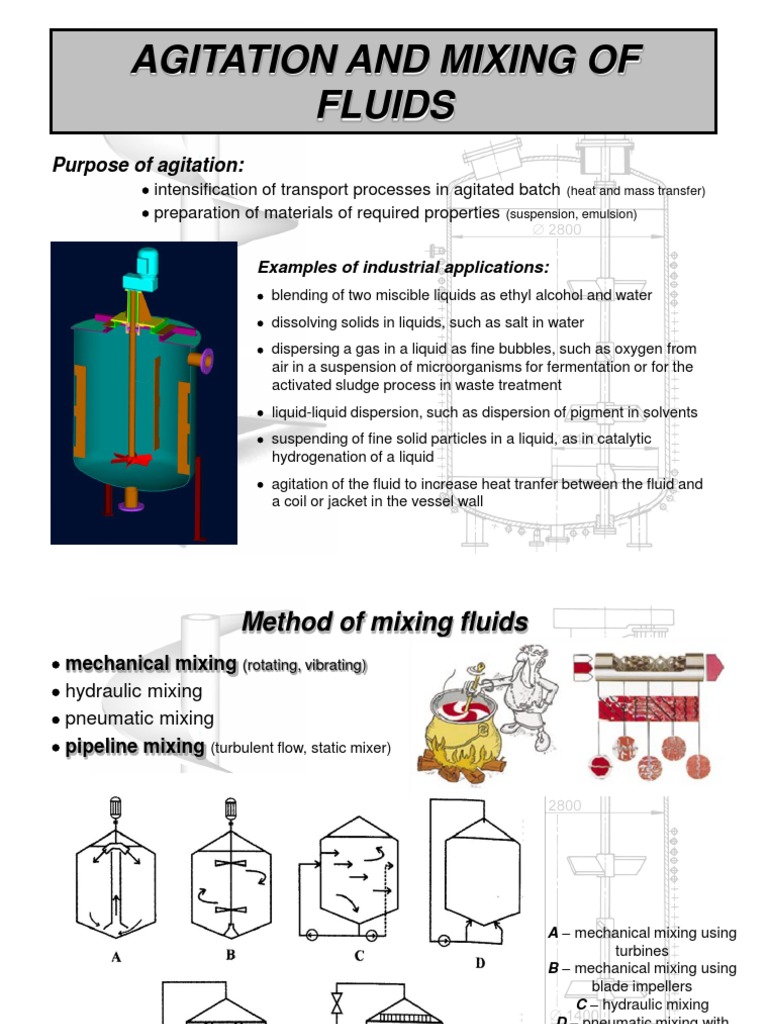 Agitation and Mixing Techniques Overview | PDF | Technology & Engineering