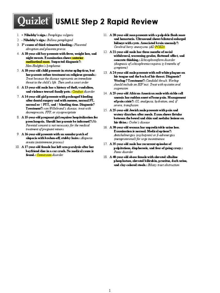 USMLE Step 2 Rapid Review Guide | PDF