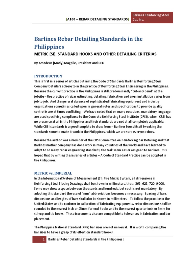 Philippine Rebar Detailing Standards | PDF | Building Materials ...