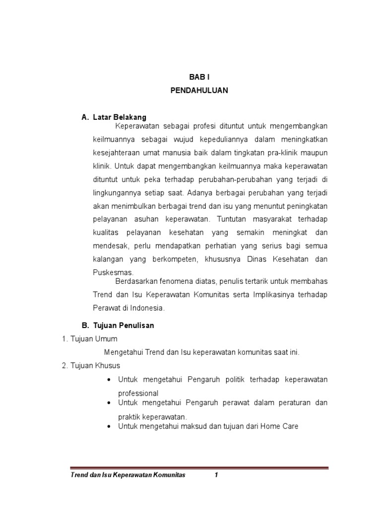 Tinjauan Pustaka Trend dan Isu Keperawatan Komunitas