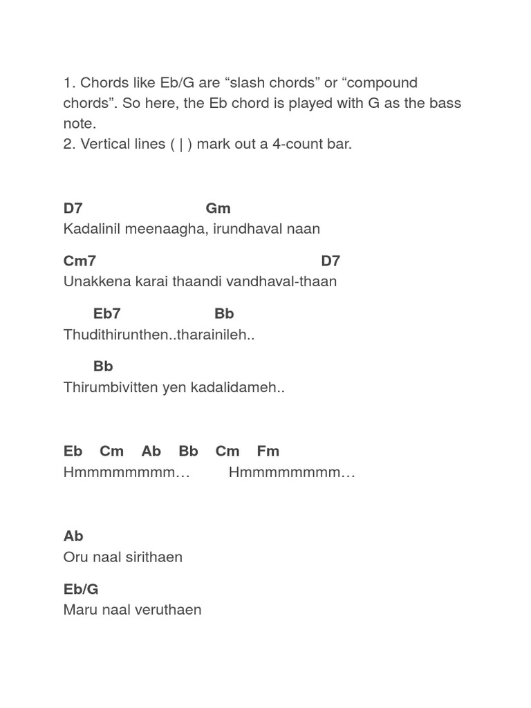 Padua Nagaraye Chords And Lyrics Chords | PDF | Foreign Language