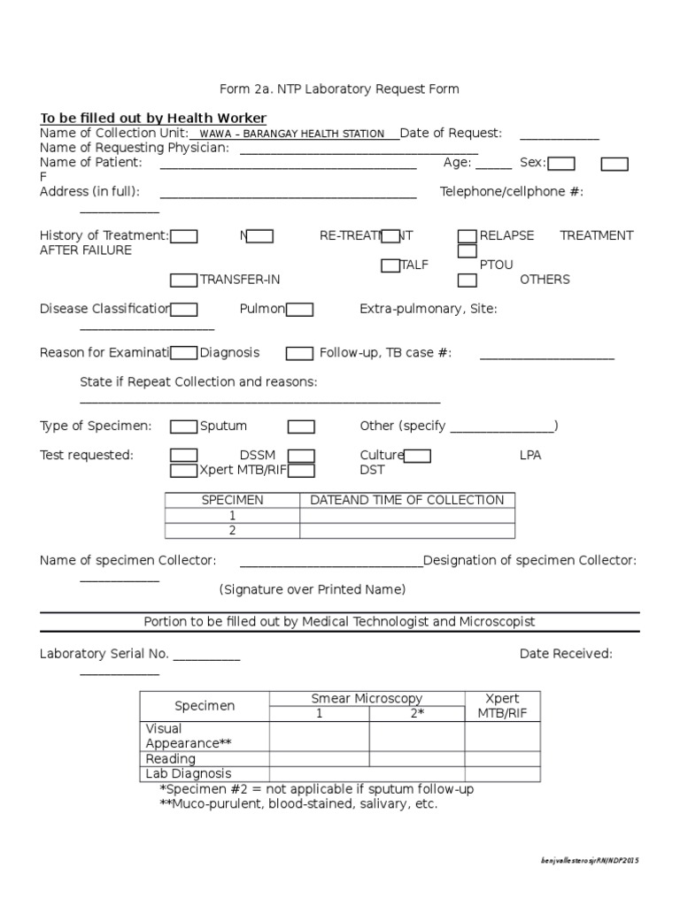 Laboratory Request And Result Form