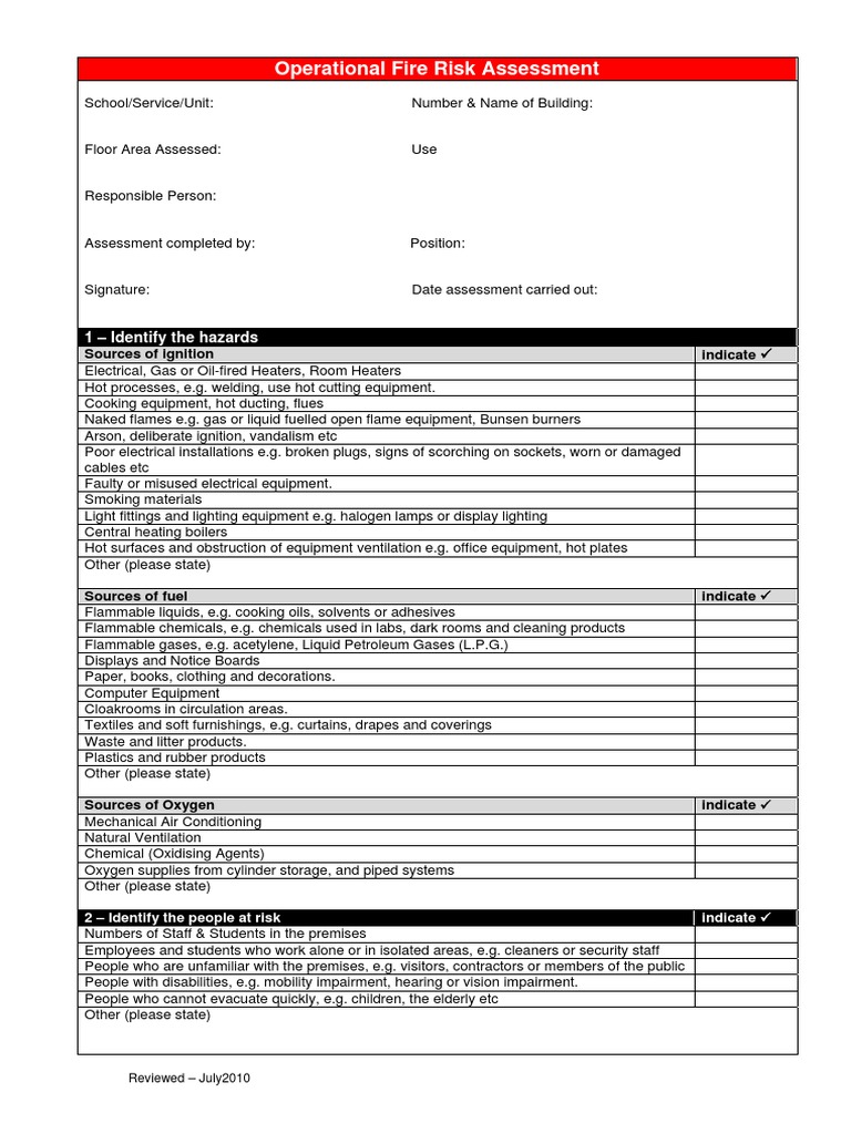 Operational Fire Risk Assessment | Fires | Hvac