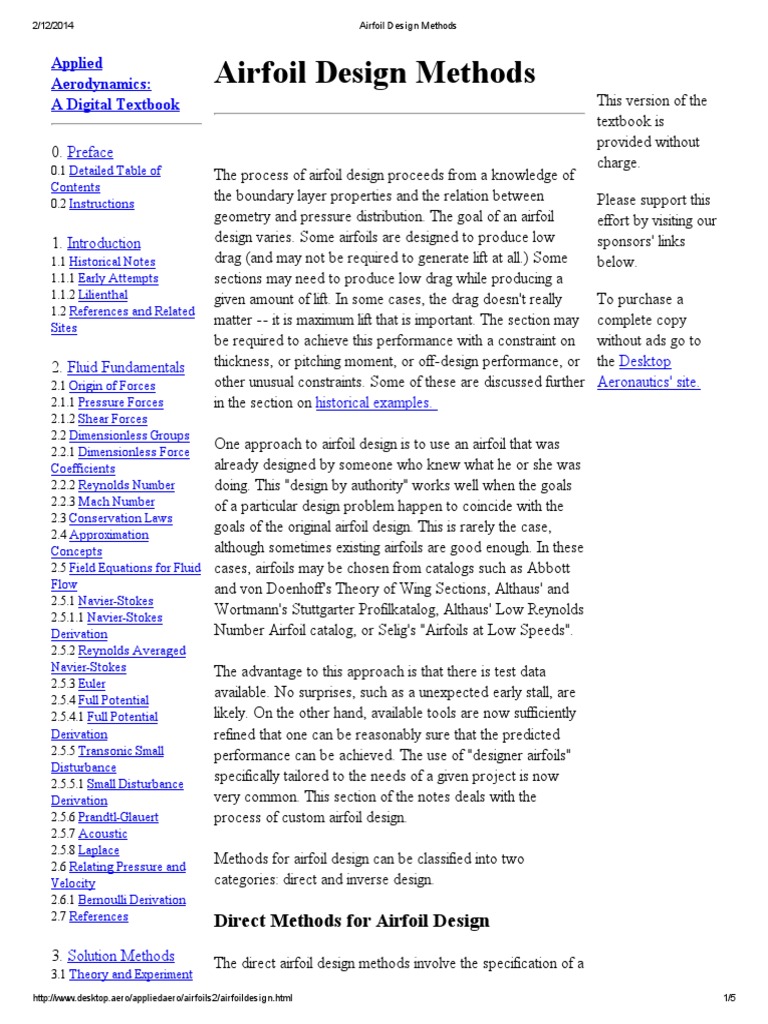 Airfoil Design Methods | PDF | Lift (Force) | Airfoil