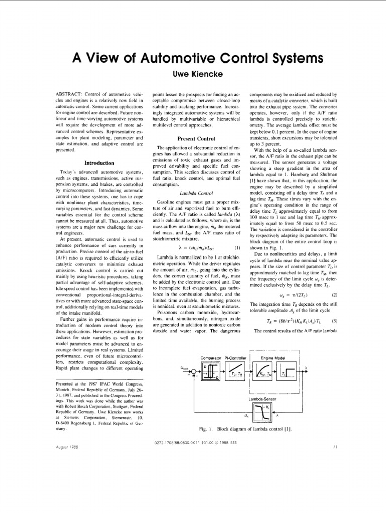 A View of Automotive Control System | PDF