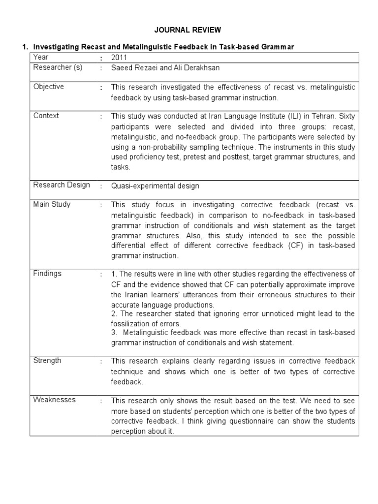 My Journal Review | PDF | English As A Second Or Foreign Language ...