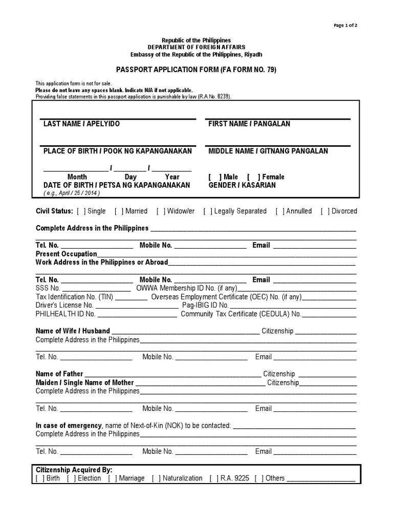 DFA Riyadh Passport Application Form (2)1 | Passport ...