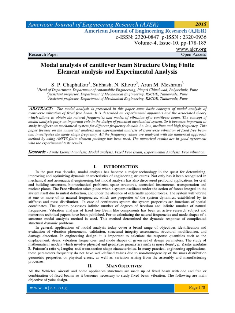 Modal Analysis of Cantilever Beam Structure Using Finite Element ...