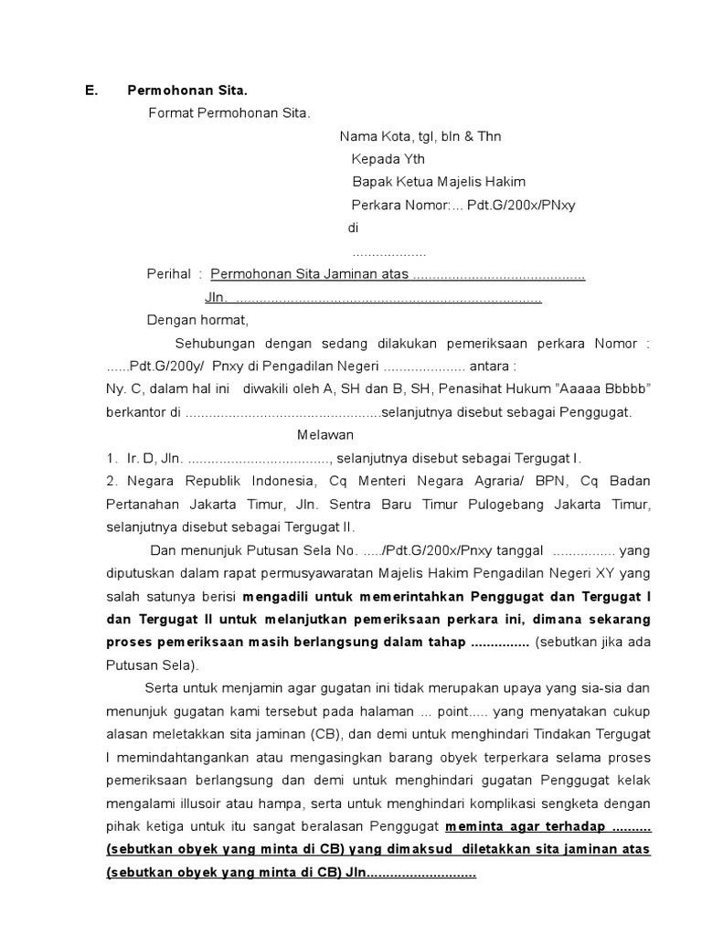 Inilah Contoh Surat Permohonan Perdata Pdf Terbaru 