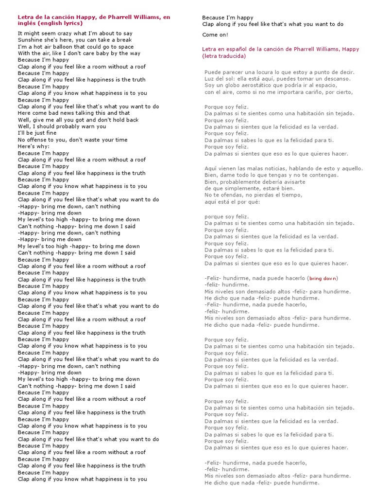 Letra de La Canción Happy-Letra de La Canción Happy-Letra de La Canción ...