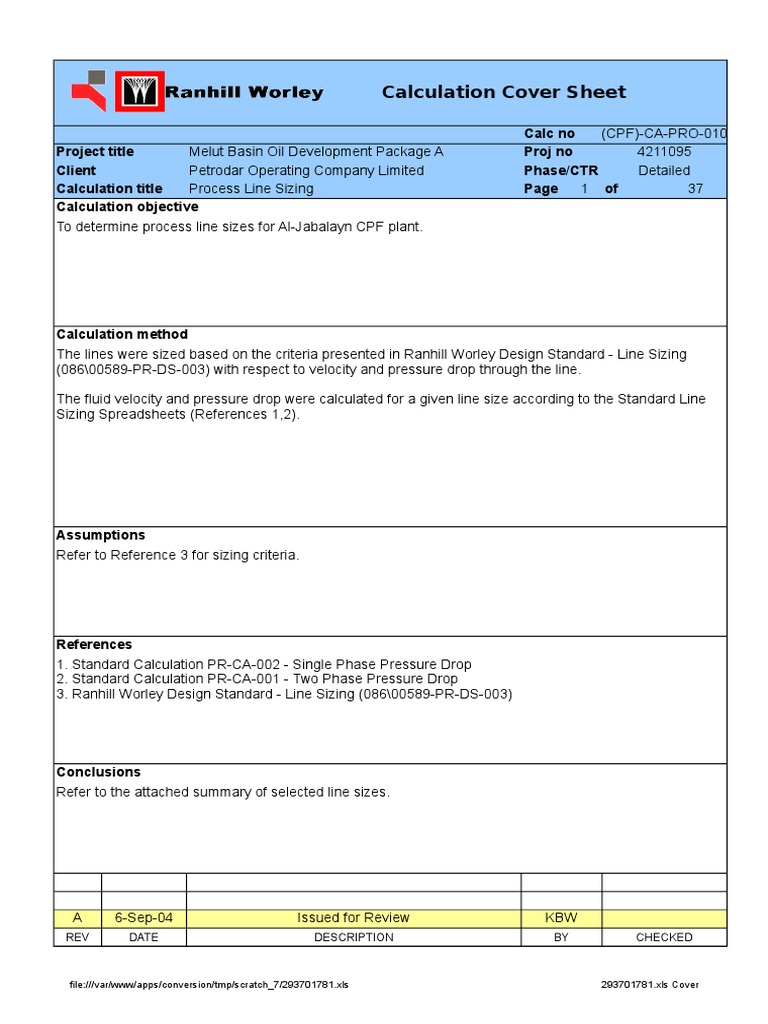 Process Line Sizing for Al-Jabalayn CPF | PDF | Flow Measurement ...