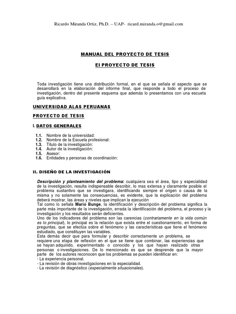 Guía para Proyecto de Tesis UAP | PDF | Hipótesis | Teoría