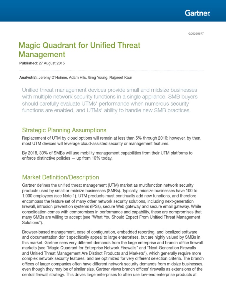 Gartner Magic Quadrant 2022 Utm
