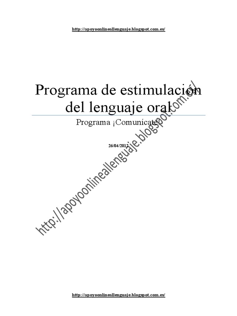 Programa de Estimulacion de Lenguaje Oral2 | PDF | Palabra | Evaluación
