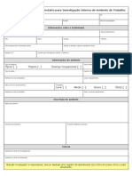 Formulário para Investigação Interna de Acidente de Trabalho (Saúde)